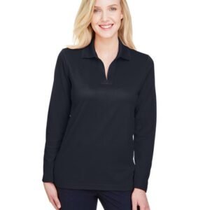 Devon & Jones CrownLux Performance® Ladies' Plaited Long Sleeve Polo