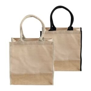 Fancy Jute Blend Tote Bags Burlap CarryAll Totes with Full Gusset