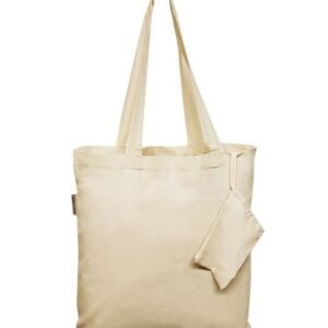 Foldable Cotton Tote Bags w/ Drawstring Pouch - TB118