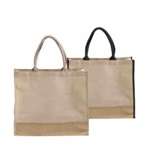Large Reusable Jute Blend Tote Bags Burlap Accents and Full Gusset
